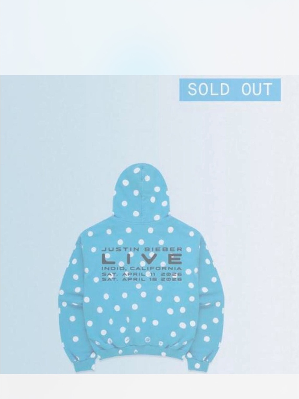 Justin Bieber Blue & White Polka Dot Hoodie - Tour Back Graphic